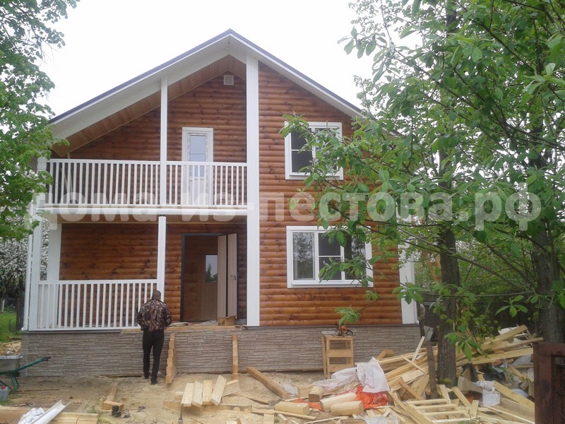Красивый дом из бруса с большой террасой, 1.5 этажа, Крёкшино 